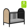 M25601BNC,Bondi Cane 3-in-1 Convertible Crib w/ Toddler Bed Kit in Black with Natural Cane