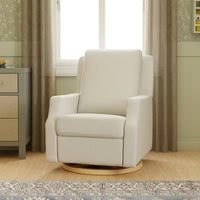 M22286FCSLB,Crewe Electronic Swivel Glider Recliner in Fog Chatham Stripe Performance Eco-Weave w/LB
