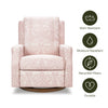 M22287PBRRDB,Crewe Recliner and Swivel Glider in Pure Brer Rabbit in Rose w/Dark Wood Base