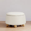 M30985PWBHF,Tuffet Storage Ottoman in Performance Ivory Boucle w/Honey Ball Feet