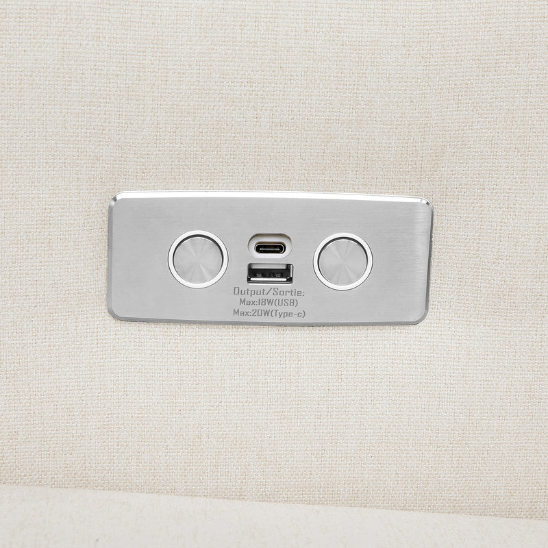 M11288PCMEW,Kiwi Glider Recliner w/ Electronic Control and USB in Performance Cream Eco-Weave