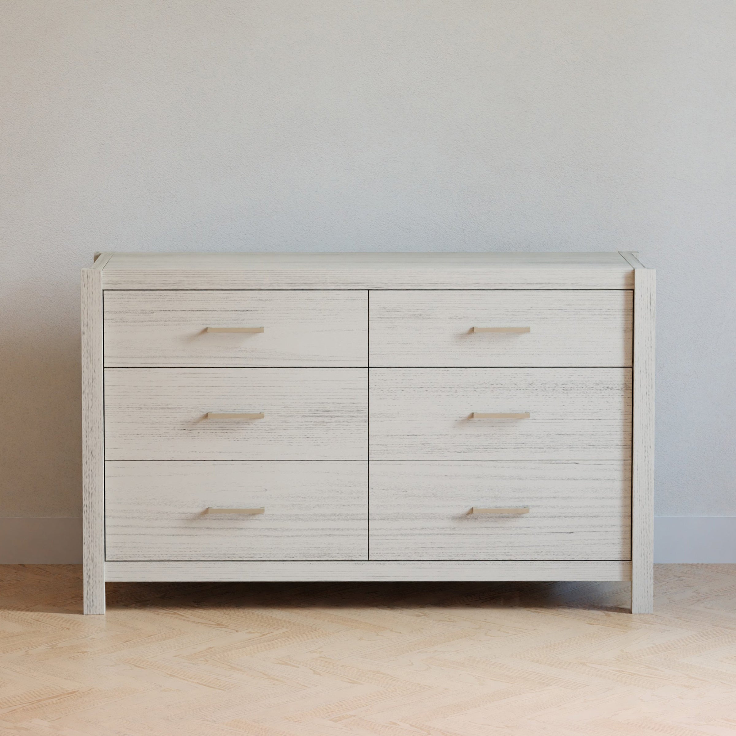 B26416WDF,Hemsted 6-Drawer Assembled Dresser in White Driftwood