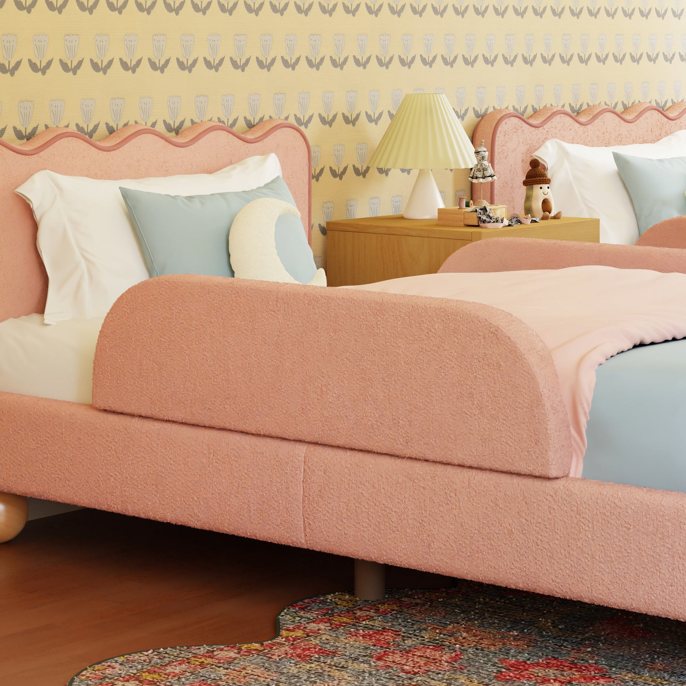 M32099PRSB,Upholstered Twin/Full Bed Guardrails in Performance Rose Boucle