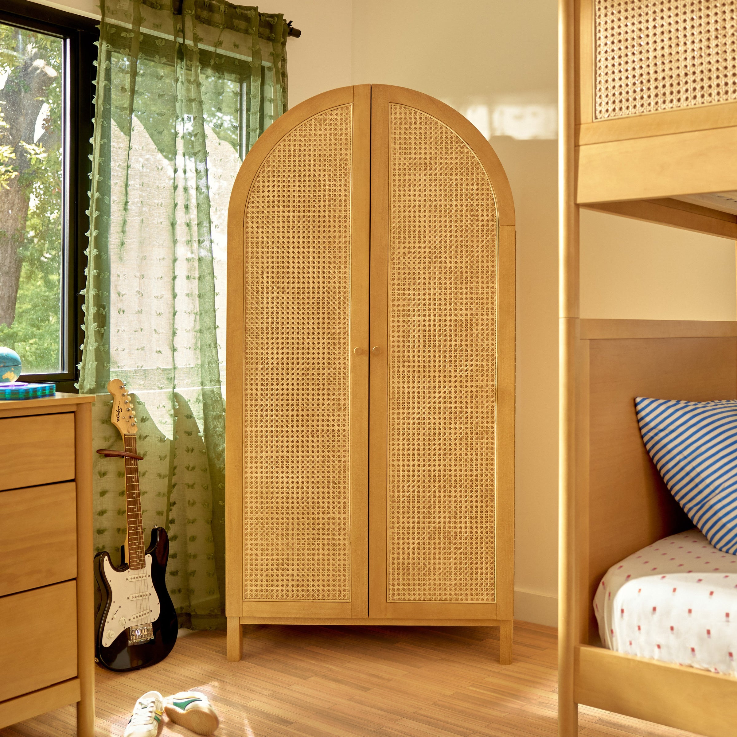 M25929HY,Bondi Cane Armoire  Assembled in Honey