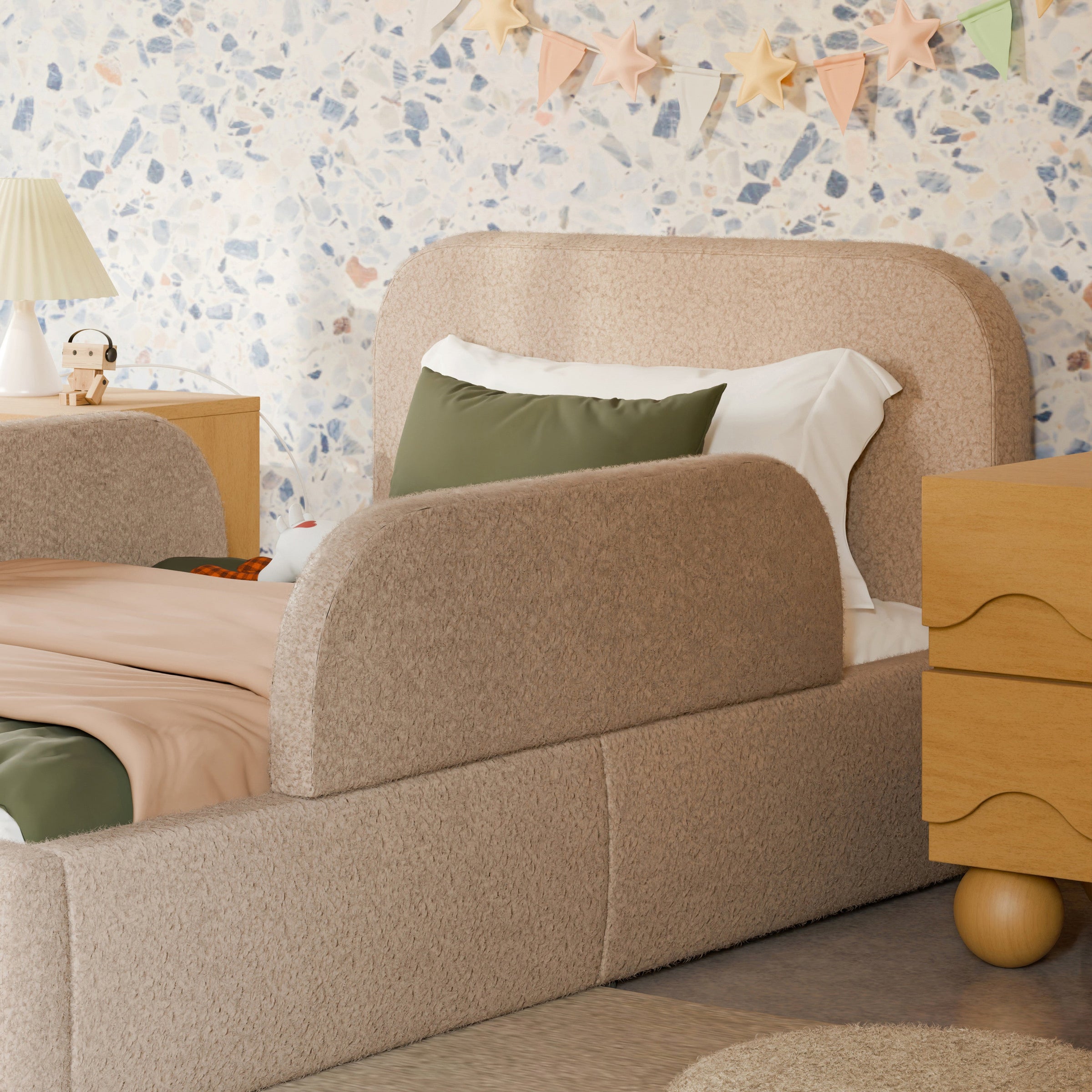 M32099CSG,Upholstered Twin/Full Bed Guardrails in Chai Shearling