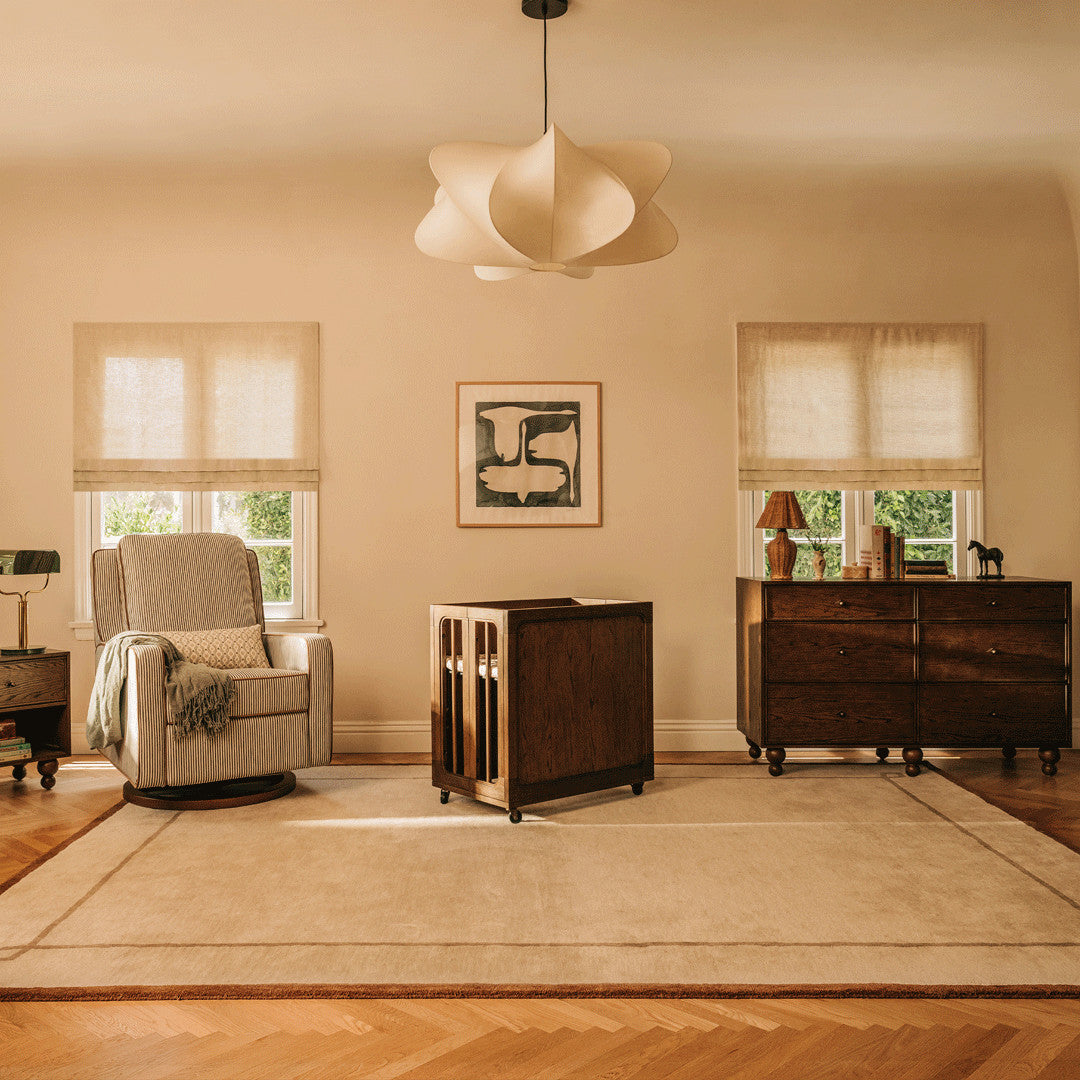 M33380TE,Nate Berkus x Babyletto Astre All-Stages Crib w/Bassinet & Toddler Bed Kits in Toffee