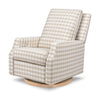 M22286TGHLB,Crewe Electronic Swivel Glider Recliner in Tan Gingham with Light Wood Base