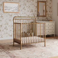 M15398VG,Winston 4-in-1 Convertible Mini Crib in Vintage Gold