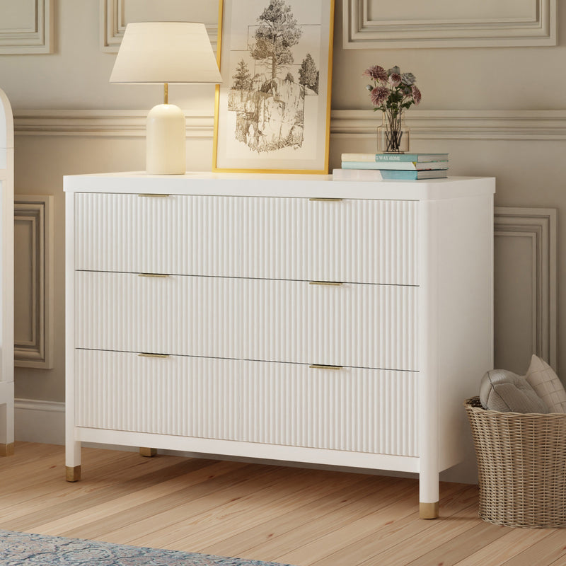 M26716RW,Brimsley Tambour 6-Drawer Assembled Dresser in Warm White