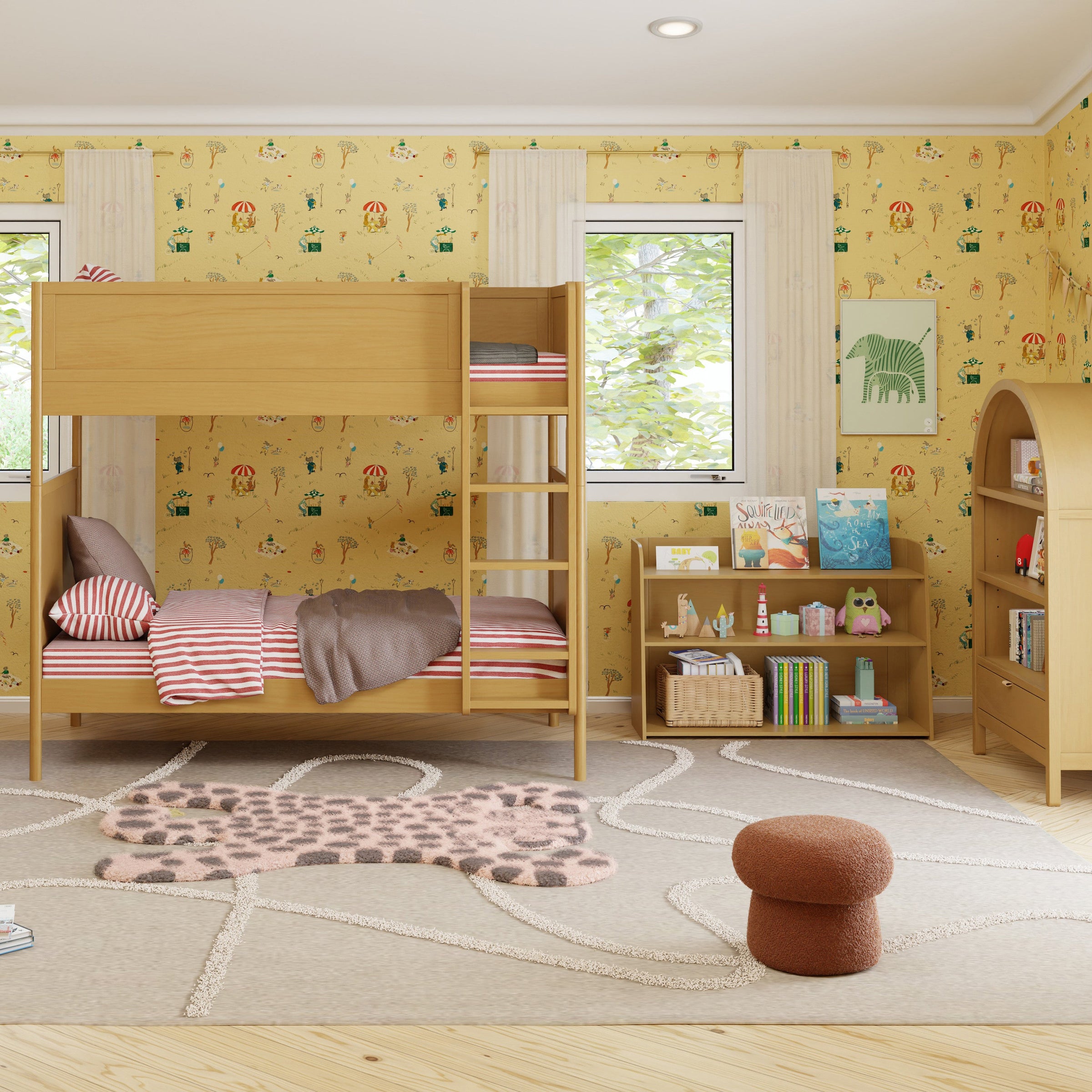 M31585RT,Mini Mushroom Pouf in Rouge Teddy Loop