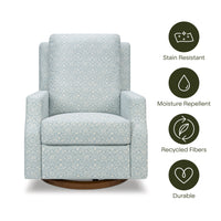 M22287BPBDB,Crewe Recliner and Swivel Glider in Bellflowers in Powdered Blue w/Dark Wood Base