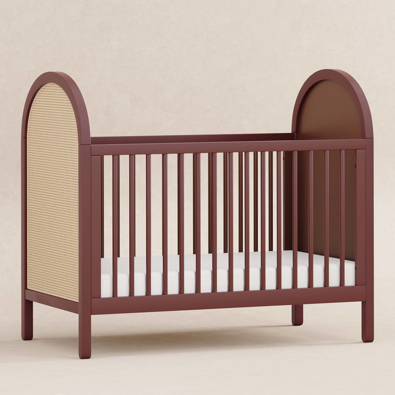 M25601CRNC,Bondi Cane 3-in-1 Convertible Crib w/ Toddler Bed Kit in Crimson with Natural Cane