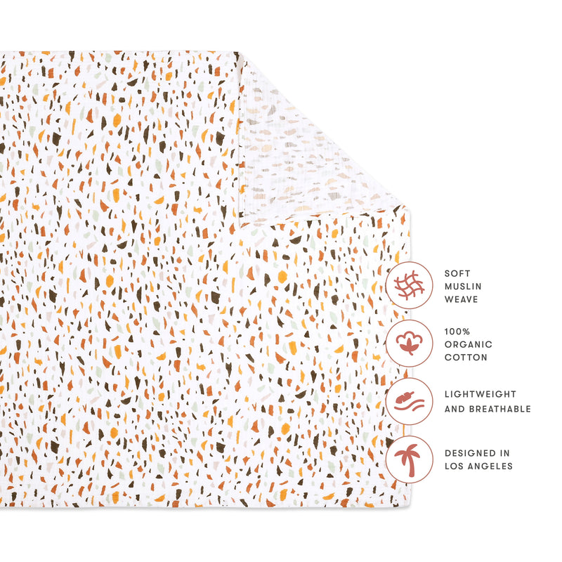 T29138,Terrazzo Muslin Swaddle in GOTS Certified Organic Cotton