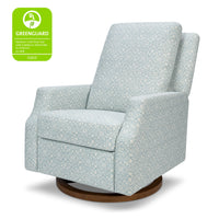 M22287BPBDB,Crewe Recliner and Swivel Glider in Bellflowers in Powdered Blue w/Dark Wood Base