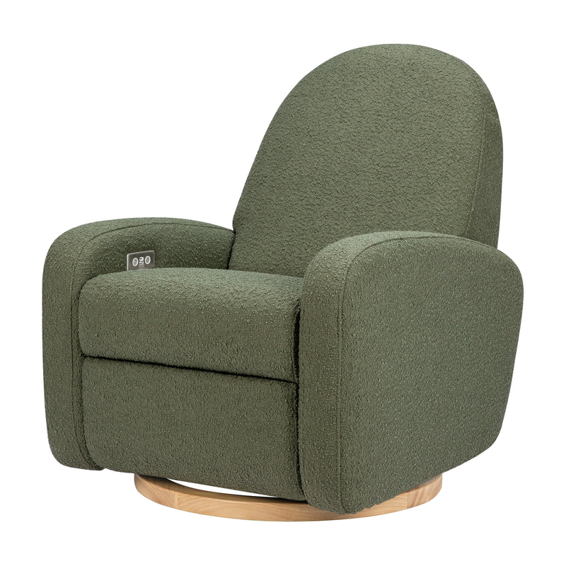 M23188OBLB,Nami Glider Recliner w/ Electronic Control and USB in Olive Boucle w/Light Wood Base