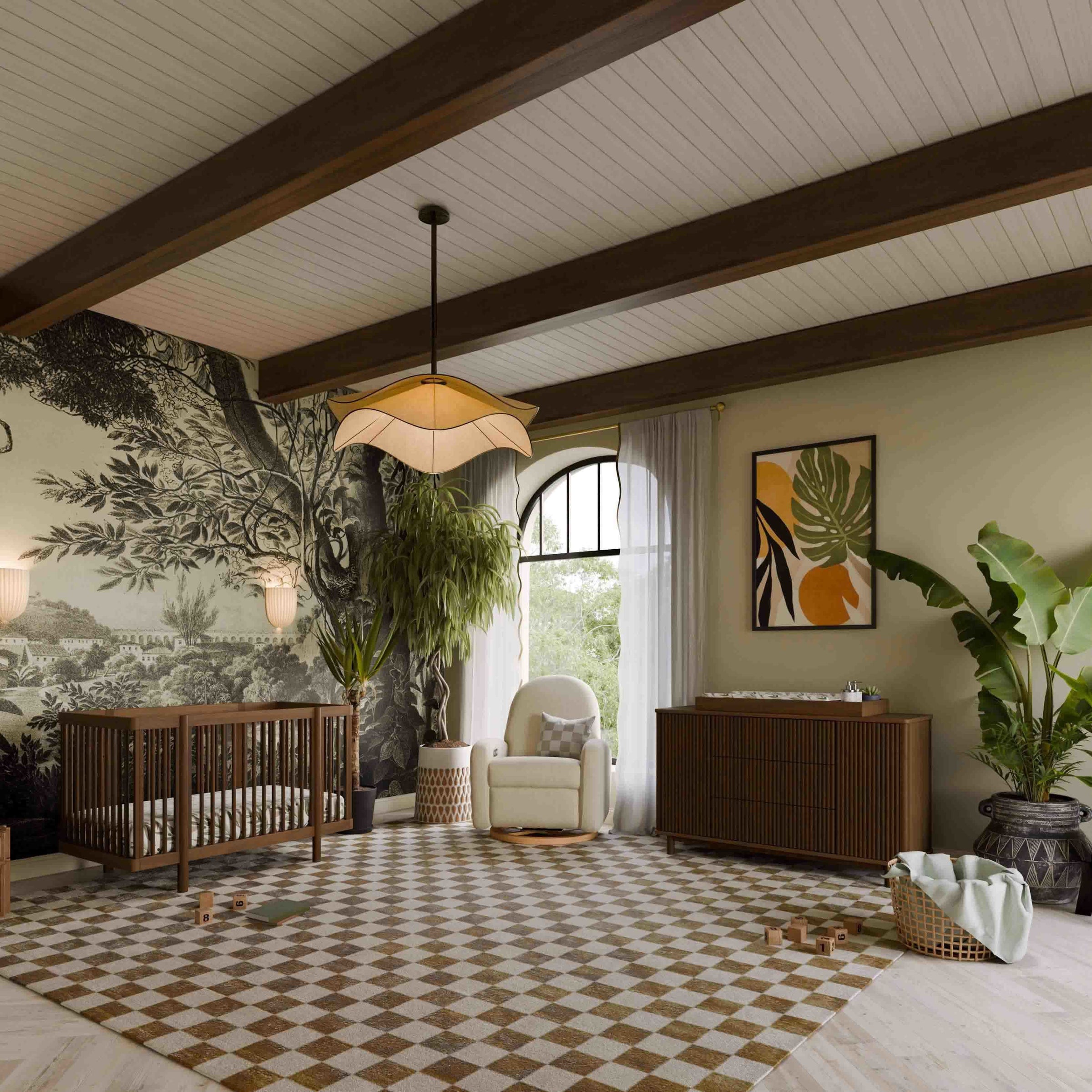 M29880NL,Pogo 8-in-1 Convertible Crib w/All-Stages Conversion Kits in Natural Walnut