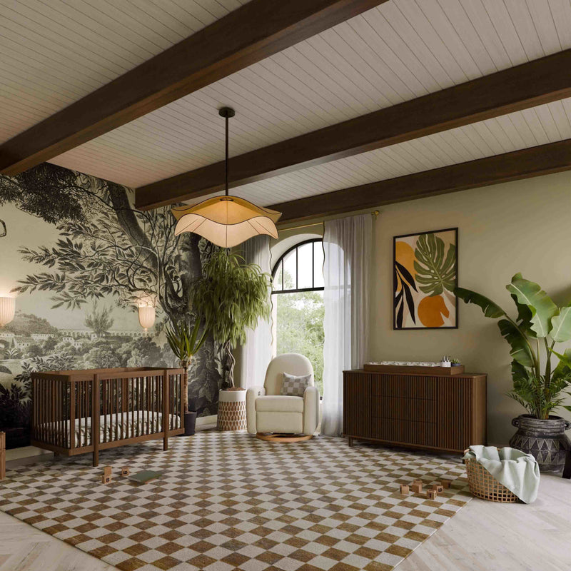 M29880NL,Pogo 8-in-1 Convertible Crib w/All-Stages Conversion Kits in Natural Walnut