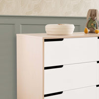M4216NXW,Hudson 6-Drawer Double Dresser  Assembled in Washed Natural and White