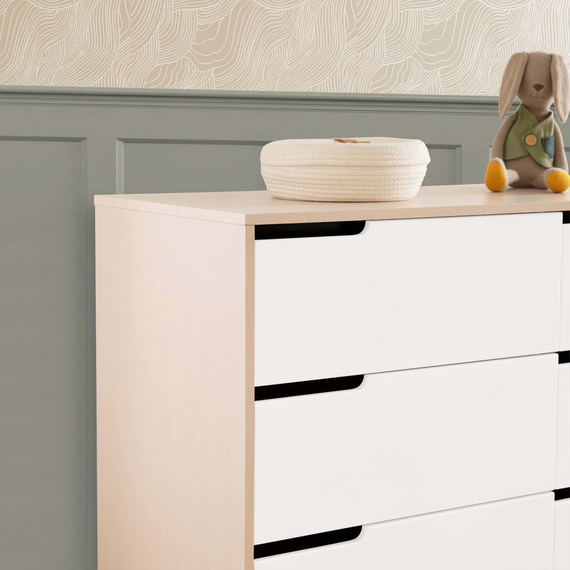 M4216NXW,Hudson 6-Drawer Double Dresser  Assembled in Washed Natural and White
