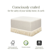 M21785WBIF,Crawford Gliding Ottoman in Ivory Boucle with Ivory Tassel Fringe