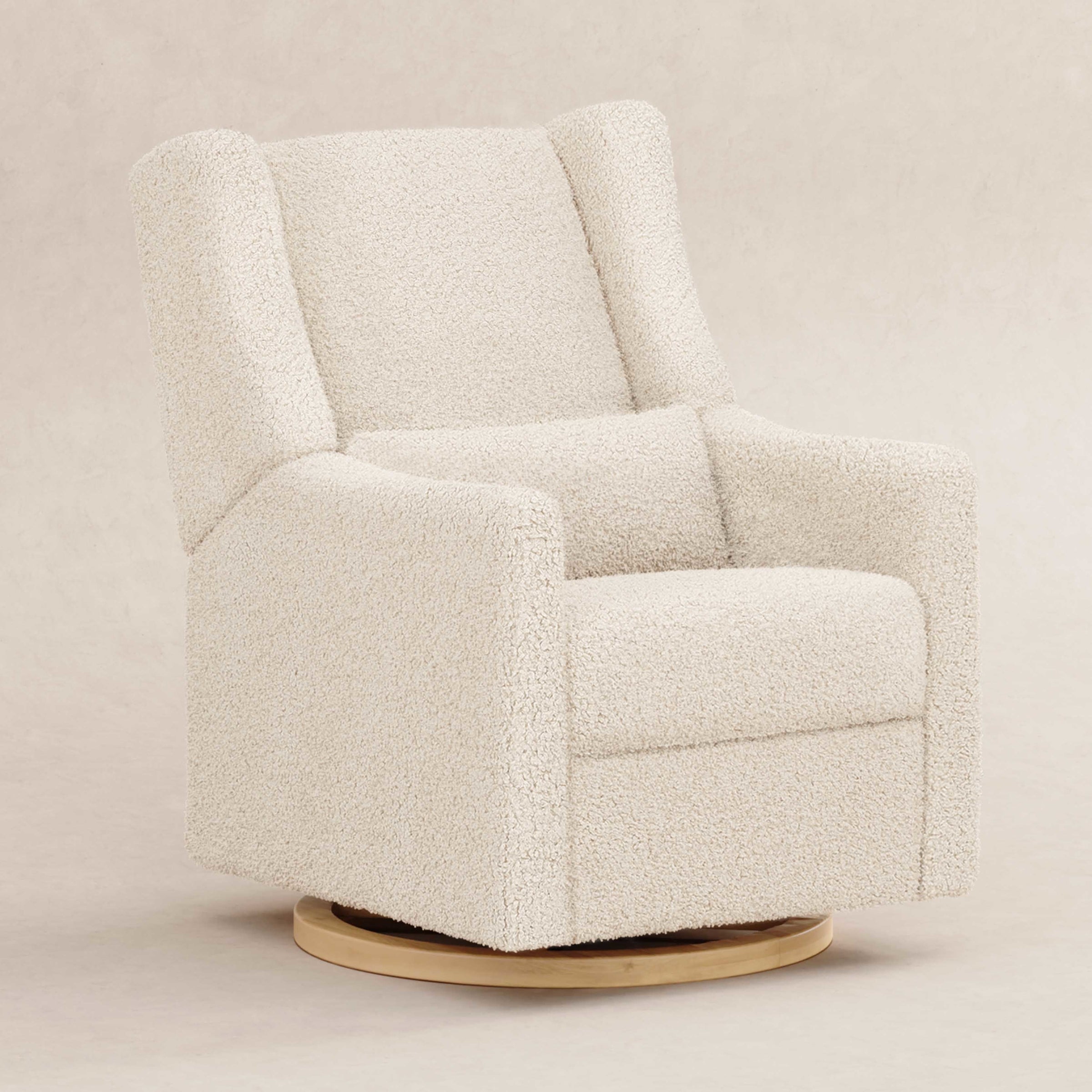 M11288ATLB,Kiwi Glider Recliner w/ Electronic Control and USB in Almond Teddy Loop w/ Light Wood Base