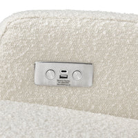 M22286WBLB,Crewe Electronic Swivel Glider Recliner in Ivory Boucle w/Light Wood Base