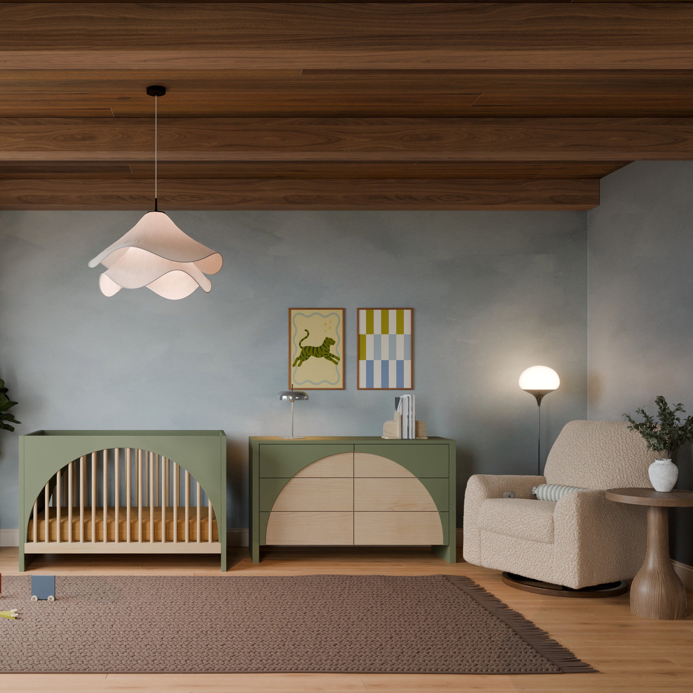 M30201OLSH,Moab 3-in-1 Convertible Crib in Olive/Ash