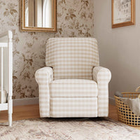 B17787TGH,Monroe Pillowback Power Recliner in Tan Gingham