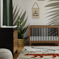 M4223BNL,Hudson 3-Drawer Changer Dresser w/Removable Changing Tray in Black/Natural Walnut