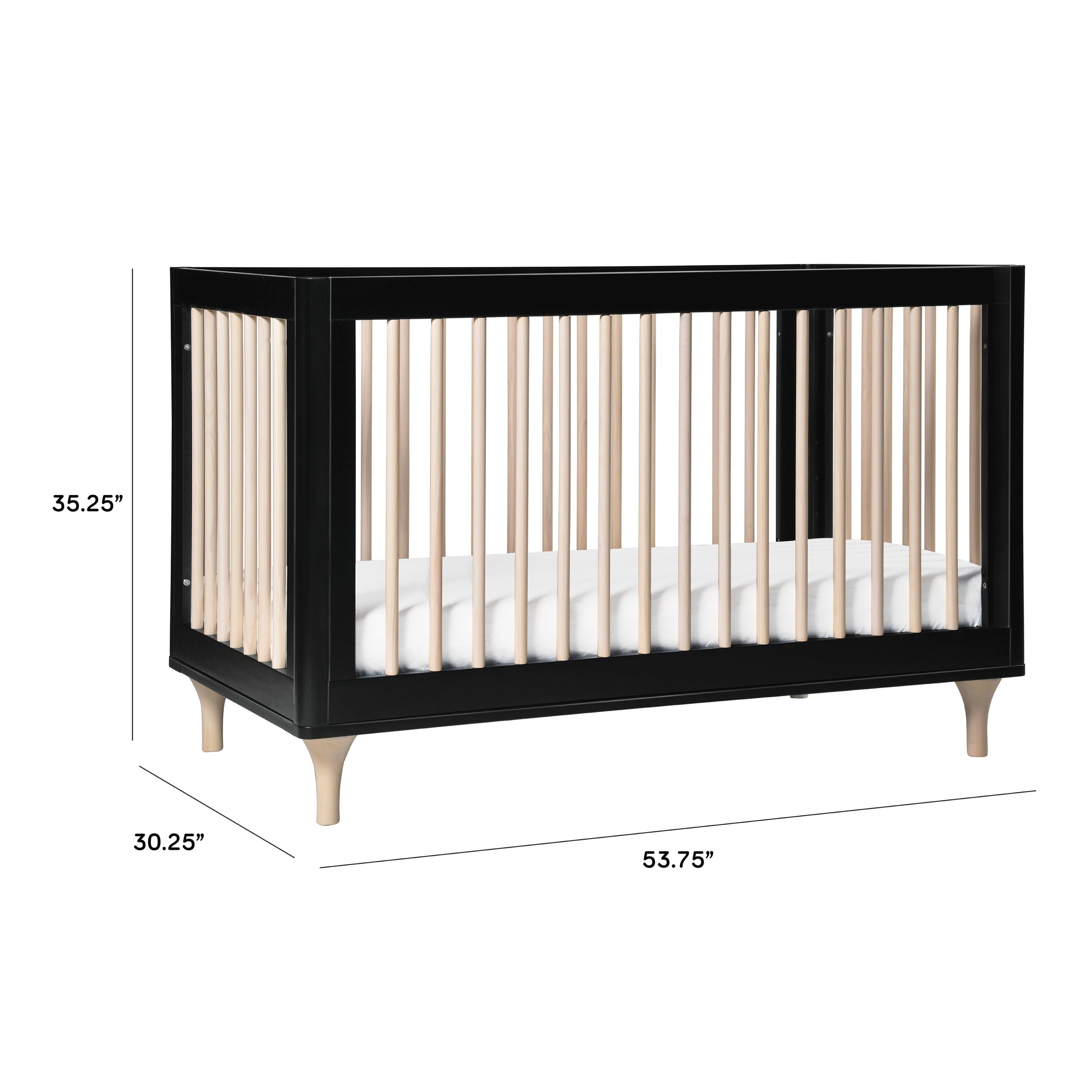 M9001BNX,Lolly 3-in-1 Convertible Crib w/Toddler Bed Conversion in Black/WashedNatural
