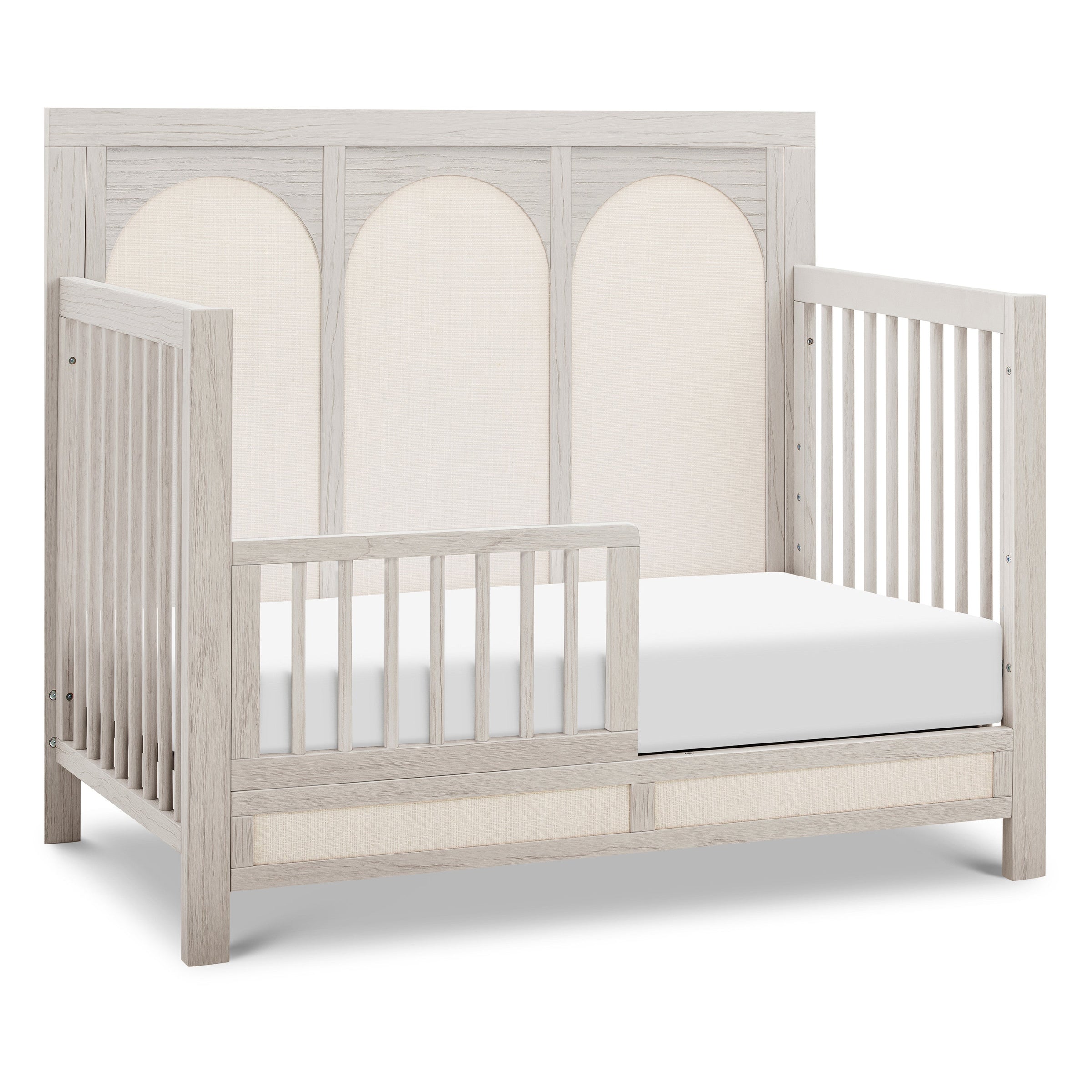 M24801WDFPEW,Eloise 4-in-1 Convertible Crib in White Driftwood and Performance Pearl Eco-Weave