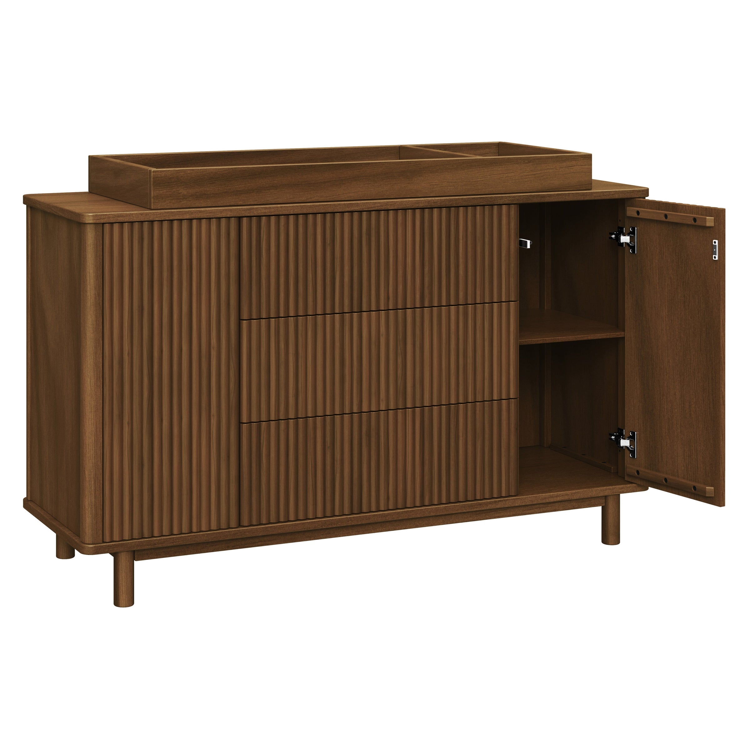 M29816NL,Pogo Tambour Assembled Dresser in Natural Walnut