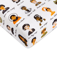 T28435,Women In History Muslin Crib Sheet in GOTS Certified Organic Cotton