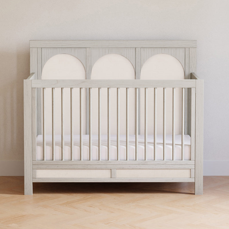 M24801WDFPEW,Eloise 4-in-1 Convertible Crib in White Driftwood and Performance Pearl Eco-Weave