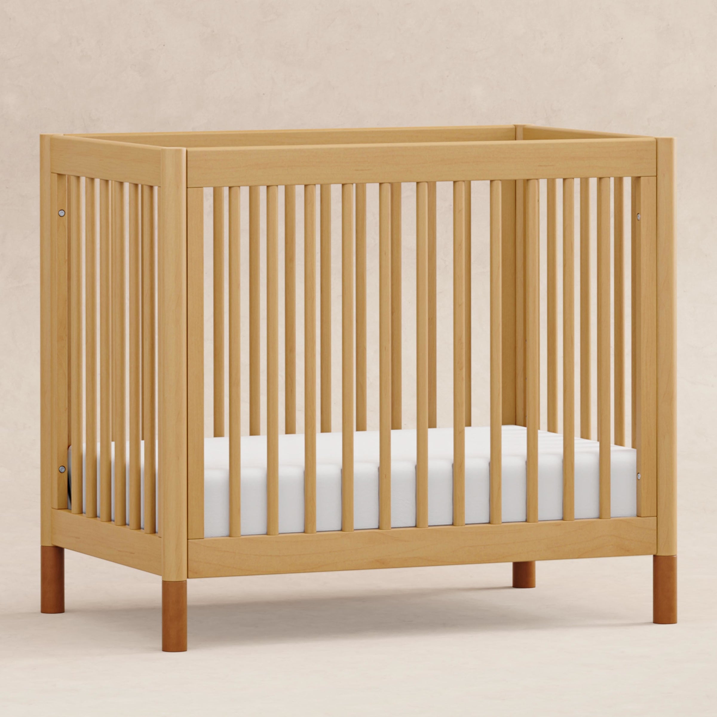 M12998HYVTL,Gelato 4-in-1 Convertible Mini Crib and Twin bed in Honey with Vegan Tan Leather Feet