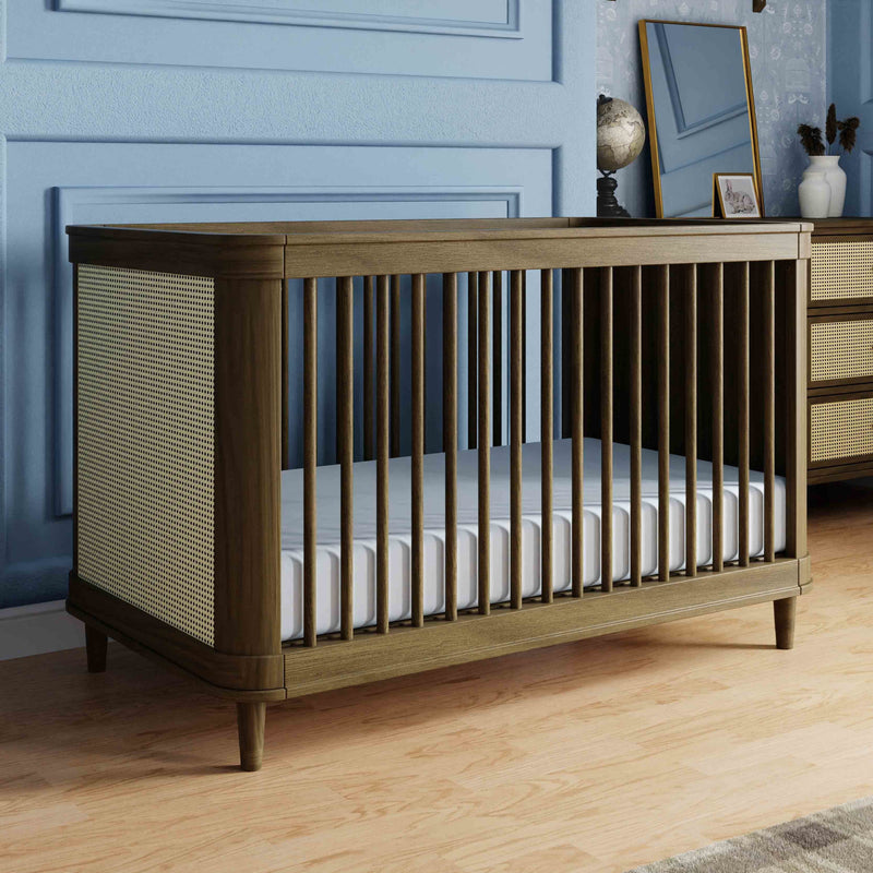 M23701NLBC,Marin with Cane 3-in-1 Convertible Crib in Natural Walnut and Blonde Cane