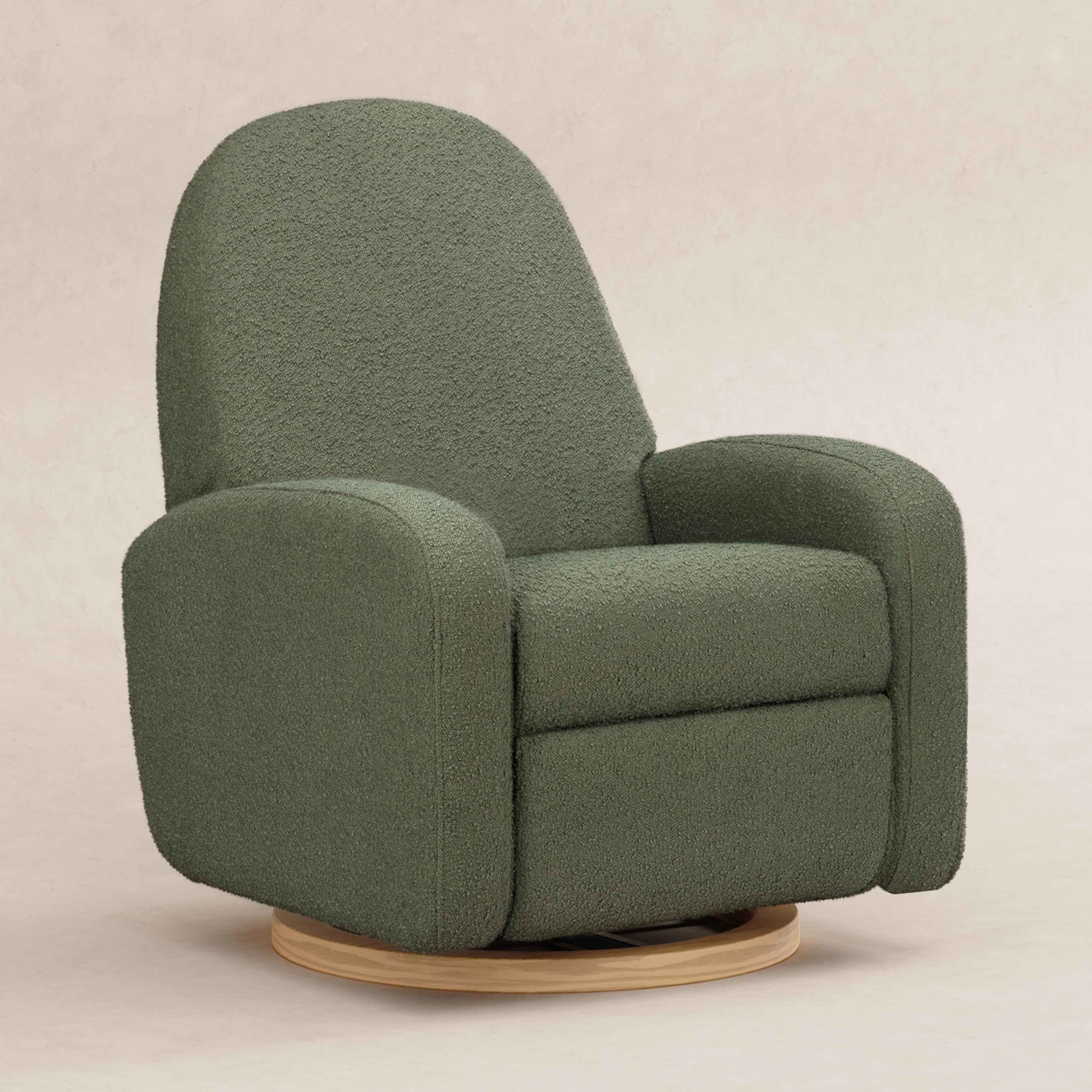 M23188OBLB,Nami Glider Recliner w/ Electronic Control and USB in Olive Boucle w/Light Wood Base