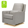 M23085PGEWLB,Sigi Glider Recliner w/ Electronic Control and USB in Performance Grey Eco-Weave w/Light Wood Base
