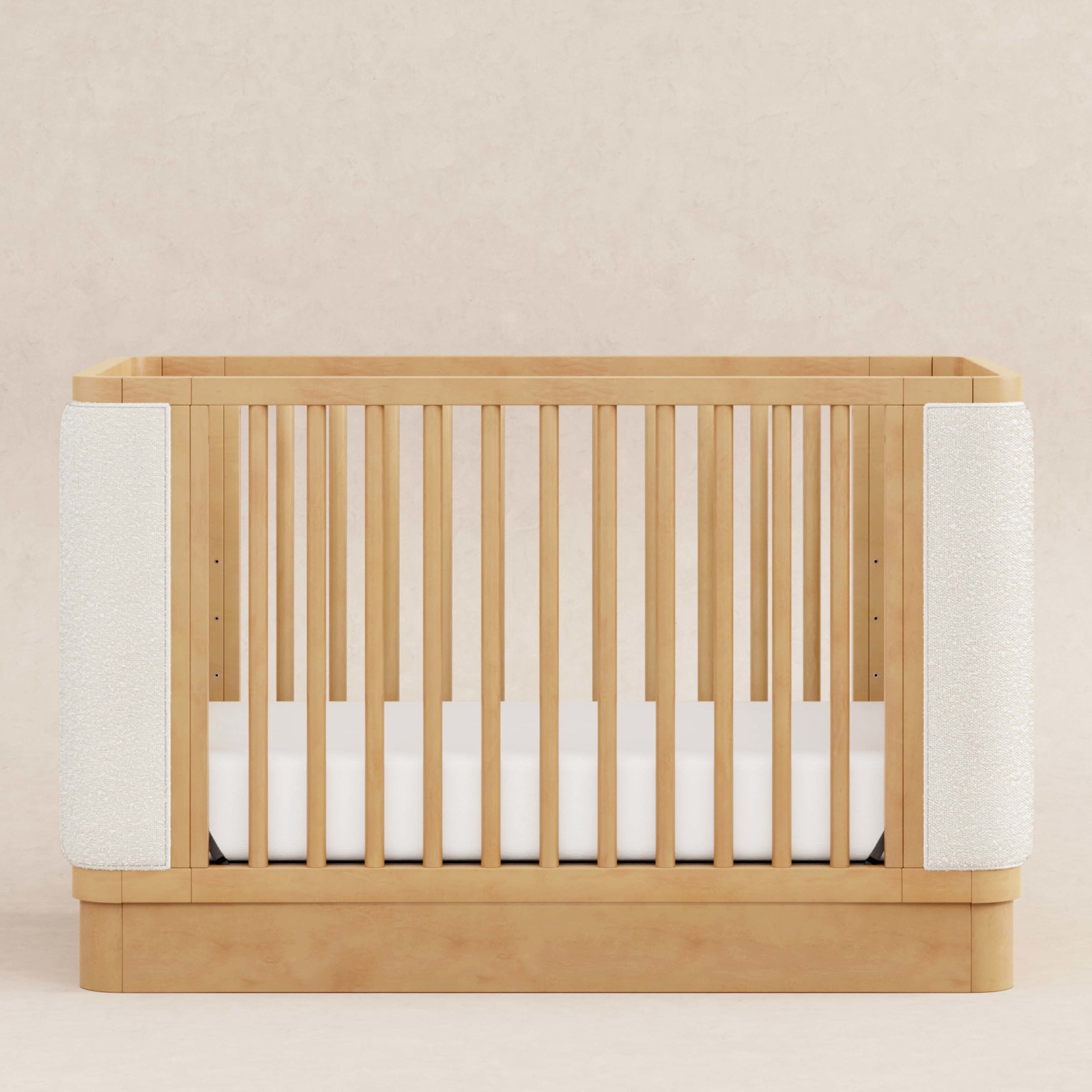M26201HYWB,Bondi Boucle 4-in-1 Convertible Crib w/ Toddler Bed Kit in Honey with Ivory Boucle