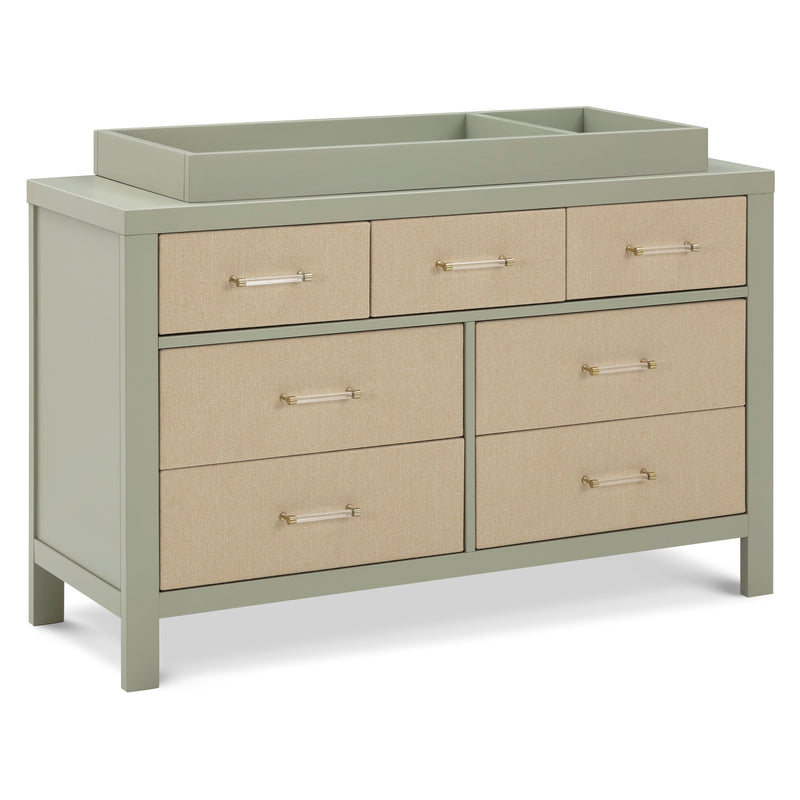 M24816FSPSEW,Eloise 7-Drawer Assembled Dresser in French Sage and Performance Sand Eco-Weave
