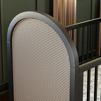 M25601BNC,Bondi Cane 3-in-1 Convertible Crib w/ Toddler Bed Kit in Black with Natural Cane