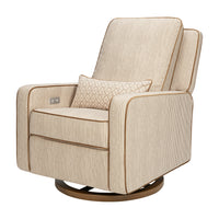 M23085BSCTB,Nate Berkus x Babyletto Sigi Power Recliner in Perf Bronze Stripe Eco-Crossweave w/Toffee Base
