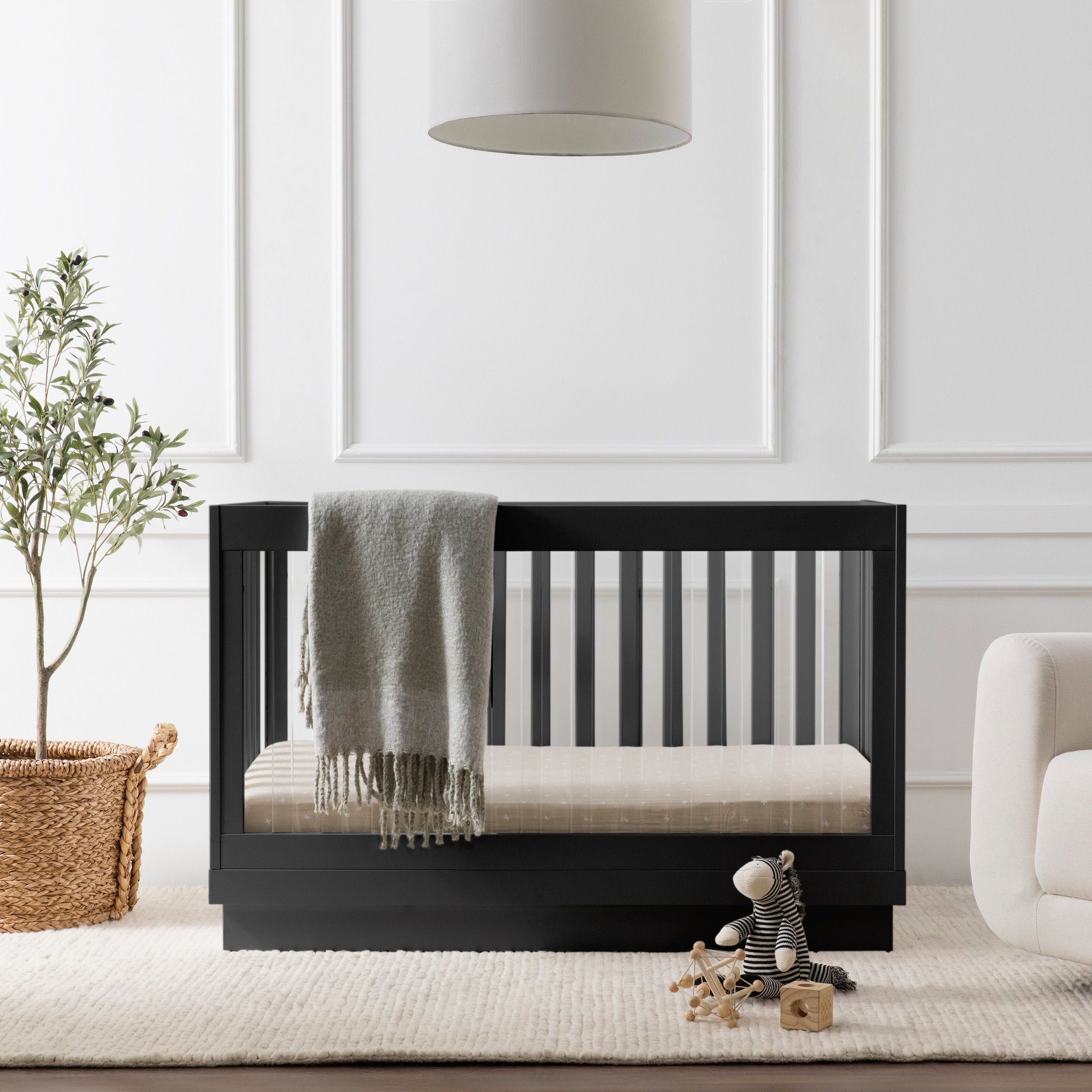 M8601KB,Harlow 3-in-1 Convertible Crib w/Toddler Bed Conversion Kit in Black/Acrylic