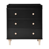 M9023BNX,Lolly 3-Drawer Changer Dresser w/Removable Changing Tray in Black/Washed Natural