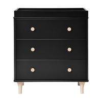M9023BNX,Lolly 3-Drawer Changer Dresser w/Removable Changing Tray in Black/Washed Natural