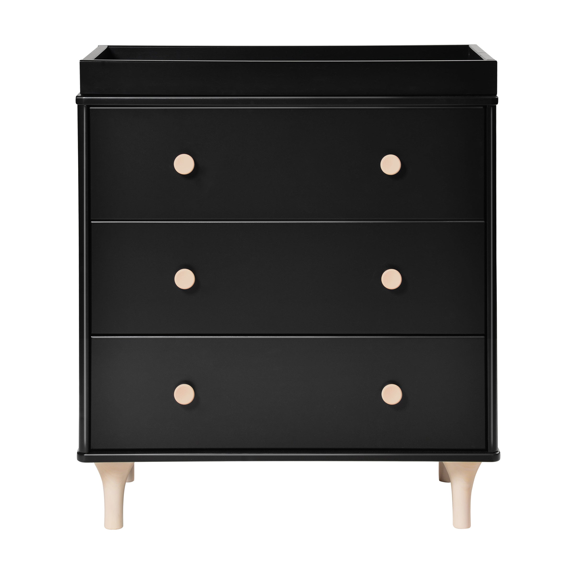 M9023BNX,Lolly 3-Drawer Changer Dresser w/Removable Changing Tray in Black/Washed Natural
