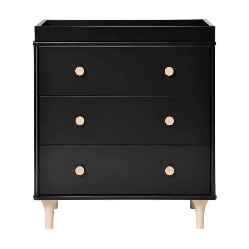 M9023BNX,Lolly 3-Drawer Changer Dresser w/Removable Changing Tray in Black/Washed Natural