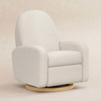 M23188WBLB,Nami Glider Recliner w/ Electronic Control and USB in Ivory Boucle w/Light Wood Base