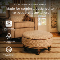M33385BSRCTF,Nate Berkus x Babyletto Astre Ottoman in Perf Bronze Star Eco-Crossweave w/Toffee feet