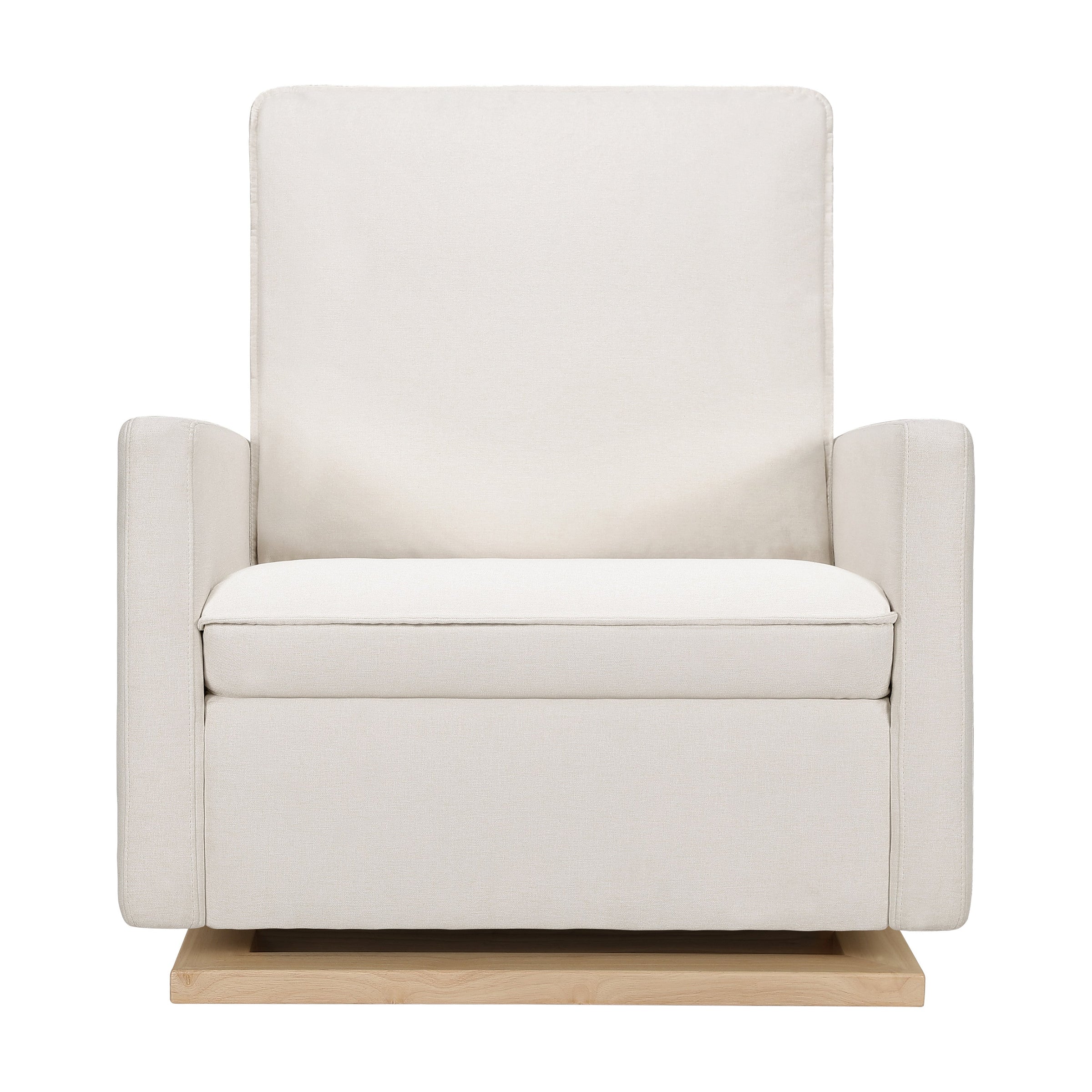 M20984PCMEWLB,Cali Pillowback Chair and a Half Glider in Performance Cream Eco-Weave w/ Light Wood Base